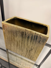 Gold Textured Rectangular Decorative Vase