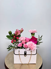 Chic Bloom Bag white handbag flower arrangement
