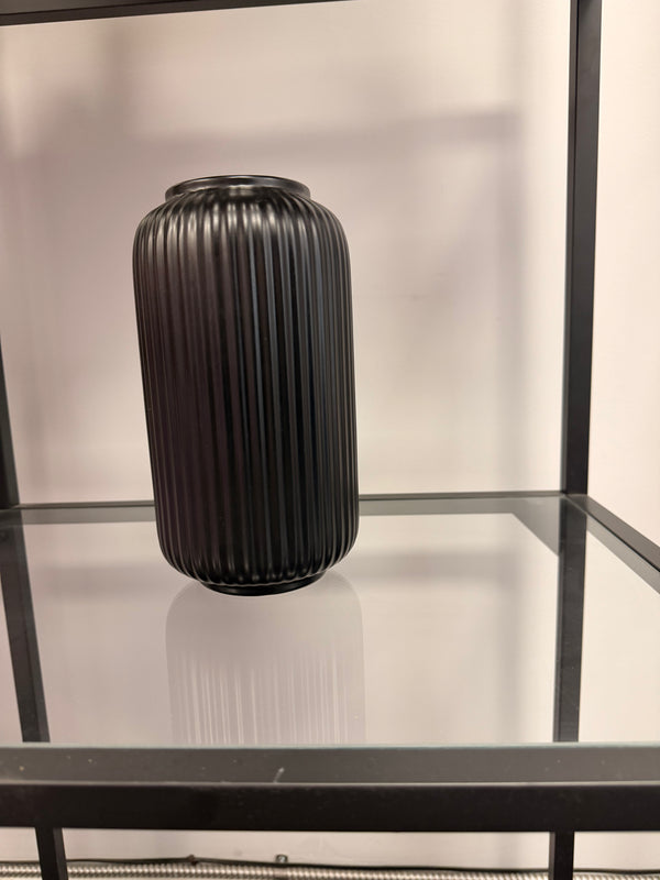 Ribbed black vase