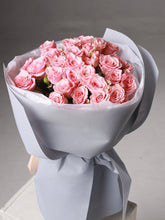 Spray Rose Elegance bouquet delicate pink spray roses in grey wrapping - Flowers Station Winnipeg