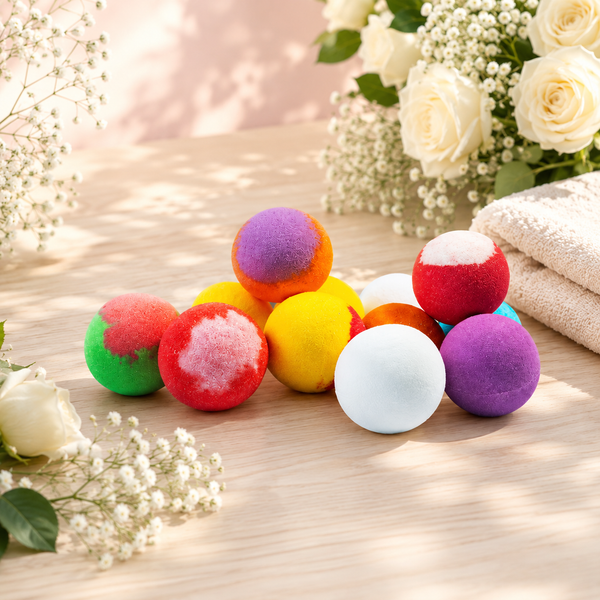 Colorful handcrafted aromatherapy bath bombs in assorted scents — Flowers Station Winnipeg