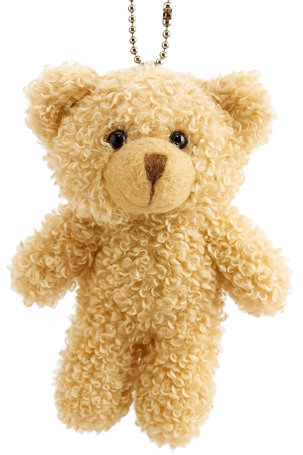 Mini plush teddy bear keychain in soft brown with black clip — Flowers Station Winnipeg
Описание (HTML):